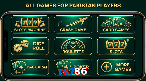 Main screen of Rs786 games page for PK players